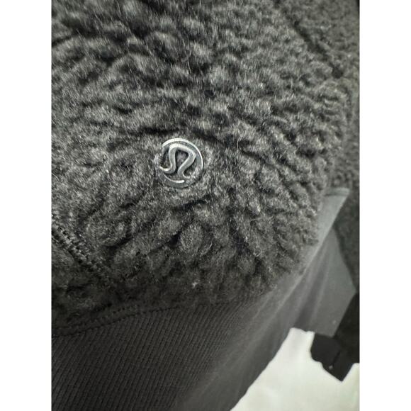 Lululemon Scuba Oversized Sherpa 1/2 Zip Black Fleece Sweatshirt Sz M/L - Picture 13 of 13